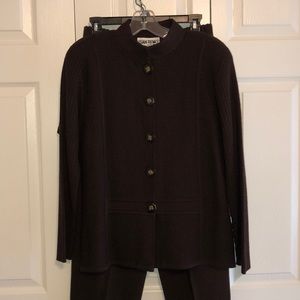 Chocolate brown San Remo knit sweater, pants, top